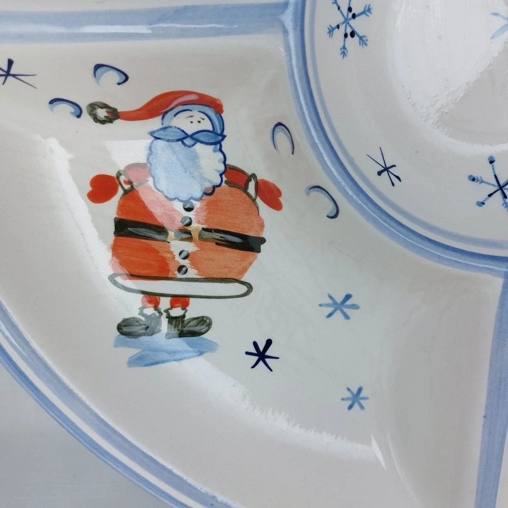 Churchhill Christmas Divided Serving Platter / Tray With Snowmen Santa China 15